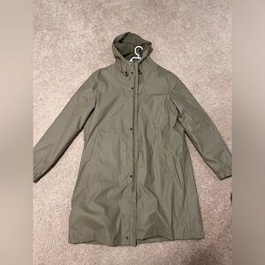 Zara men’s “hooded rubberized parka”